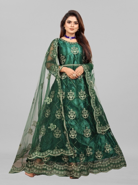 

APNISHA Green Ethnic Motifs Net Maxi Dress