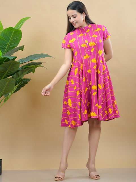 

misbis Women Pink Geometric Printed Kurta