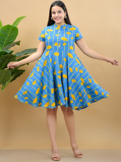 

misbis Women Blue Geometric Printed Kurta