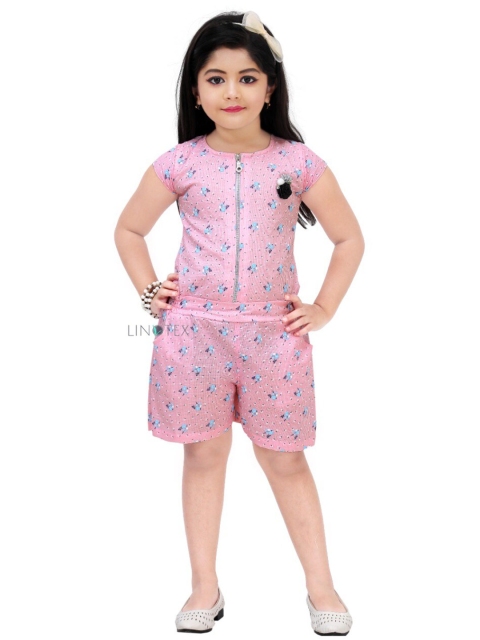 

LINOTEX Girls Pink Printed Jumpsuit