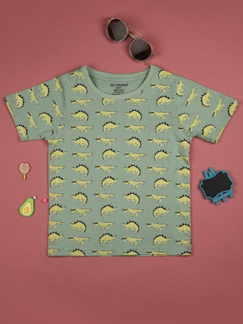 

BE AWARA Kids Green Printed T-shirt