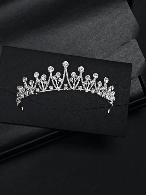 

Proplady Girls Silver-Toned & White Embellished Tiara