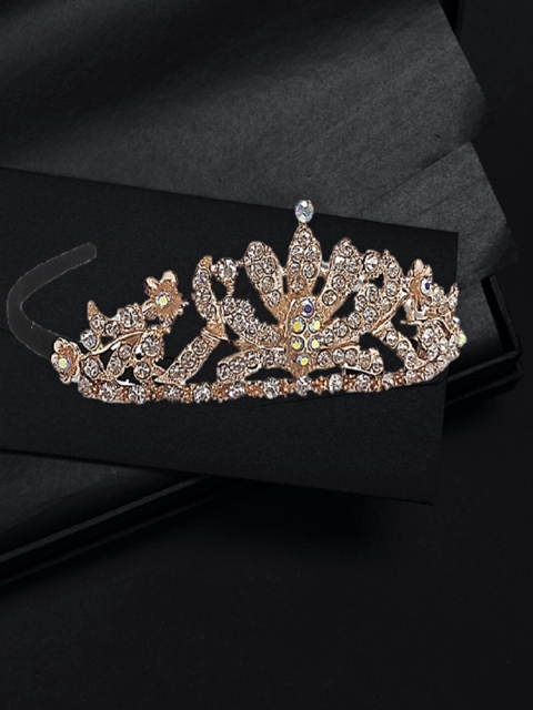 

Proplady Girls Rose Gold & White Embellished Tiara