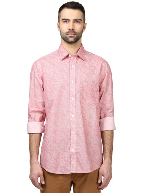 

ColorPlus Men Red Tailored Fit Printed Casual Shirt