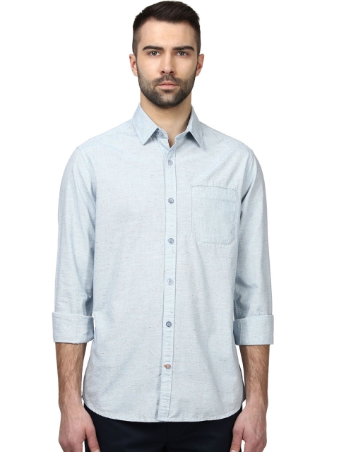 

ColorPlus Men Blue Contemporary Regular Fit Self-Striped Casual Shirt