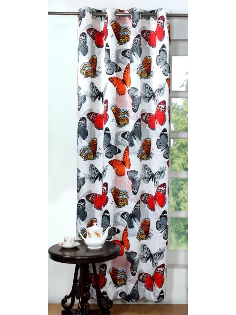 

Lushomes Red & White Geometric Long Door Curtain