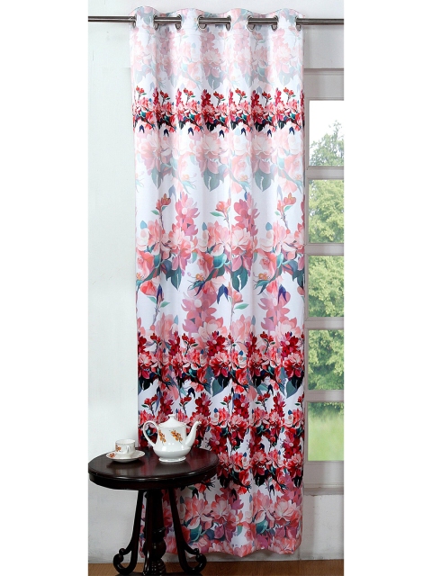 

Lushomes Maroon & White Floral Long Door Curtain