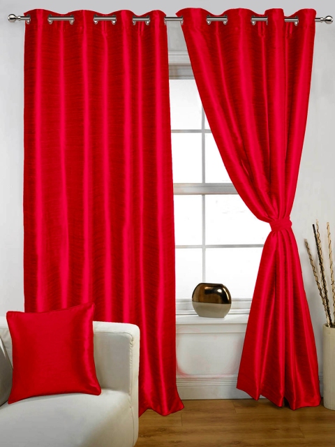 

Lushomes Red Polyester Long Door Curtain