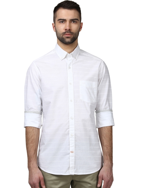 

ColorPlus Men White Contemporary Fit Striped Casual Shirt