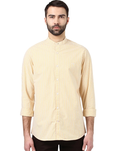 

ColorPlus Men Yellow & White Contemporary Fit Striped Casual Shirt