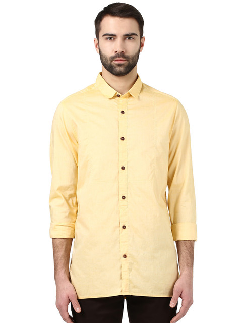 

ColorPlus Men Yellow Contemporary Fit Solid Casual Shirt