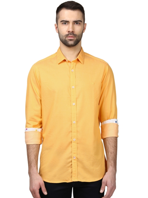 

ColorPlus Men Mustard Yellow Contemporary Fit Solid Casual Shirt