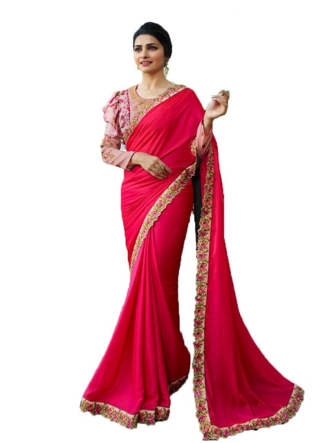 

Zainab chottani Red & Gold-Toned Embroidered Pure Silk Saree