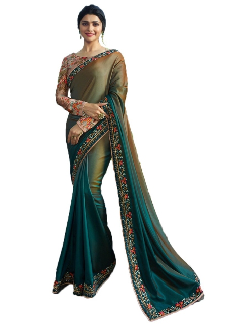 

Zainab chottani Women Grey & Red Embroidered Pure Silk Saree