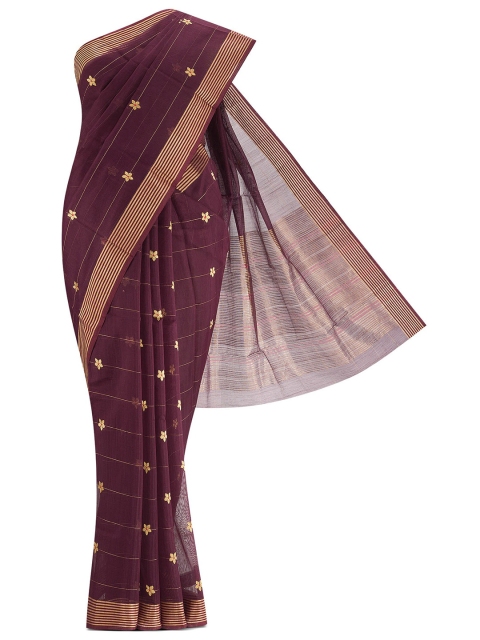 

Nalli Next Mauve & Gold-Toned Woven Design Zari Silk Cotton Chanderi Saree