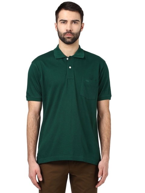 ColorPlus Men Dark Green Solid Polo Collar T-shirt