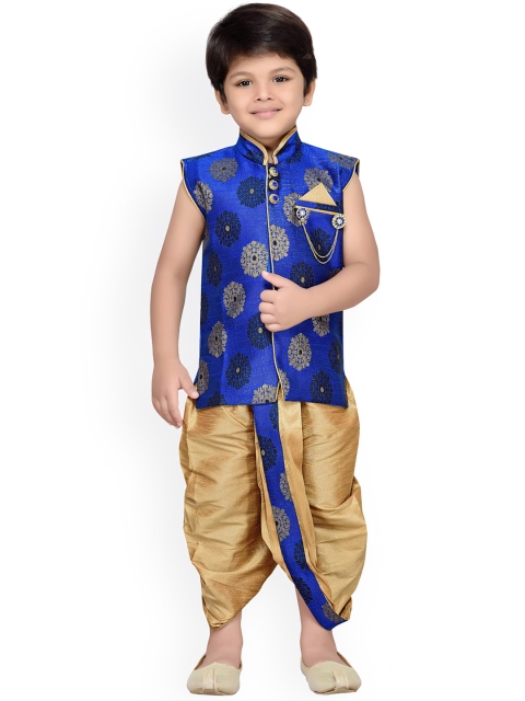 

Aj DEZInES Boys Blue & Gold-Toned Patterned Dhoti Set