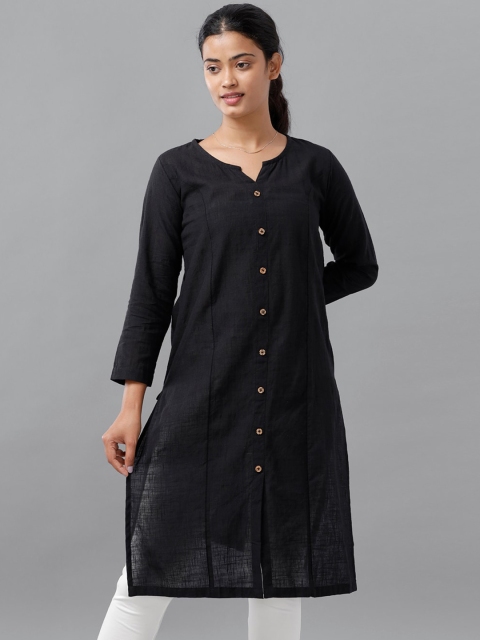 

De Moza Women Black Thread Work Kurta