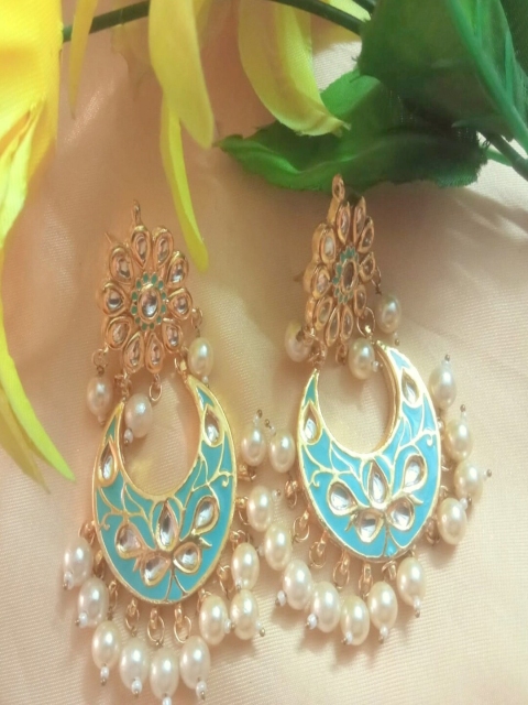 

Runjhun Turquoise Blue Contemporary Chandbalis Earrings