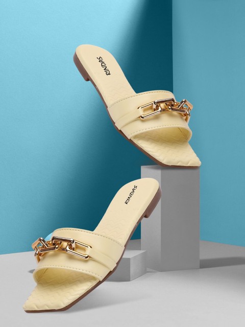 

RINDAS Women Yellow Open Toe Flats
