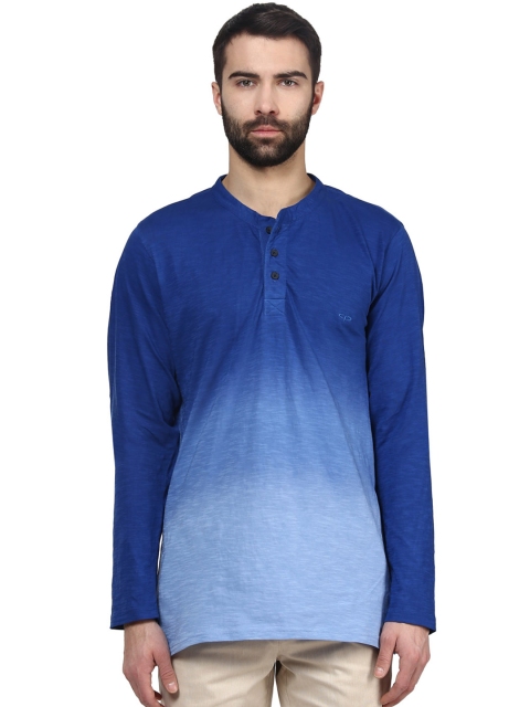 

ColorPlus Men Blue Dyed Slim Fit Henley Neck T-shirt