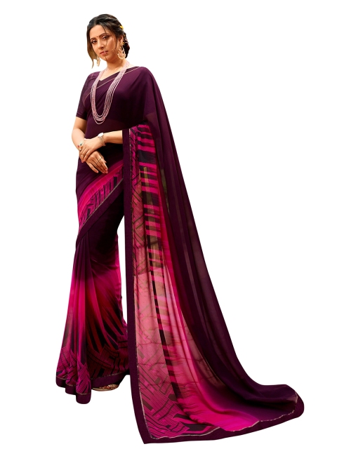 

Zainab chottani Purple & Pink Printed Pure Georgette Saree