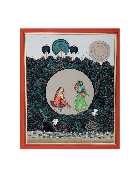 

Exotic India Gopi Teasing Radha Hand-Painted Painting, Multi