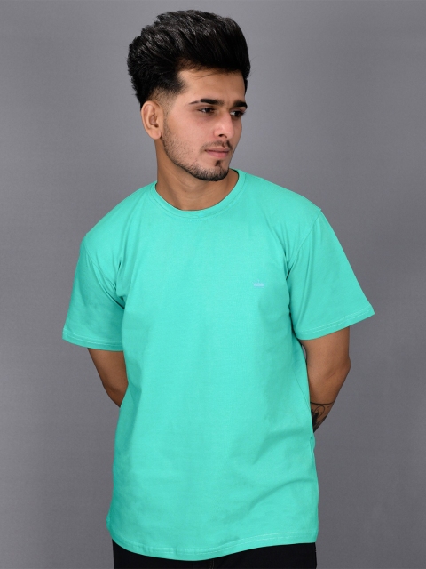 

FRENCH CROWN Men Blue Raw Edge T-shirt