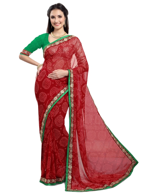 

Kasak Red & Green Bandhani Saree