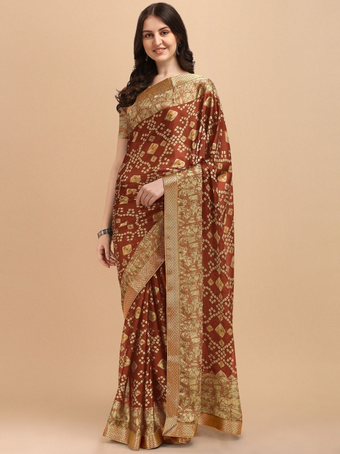 

Kasak Orange & Gold-Toned Bandhani Zari Bandhani Georgette Saree, Rust