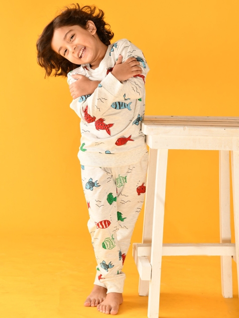 

Anthrilo Boys White & Red Printed Pure Cotton Night Suit