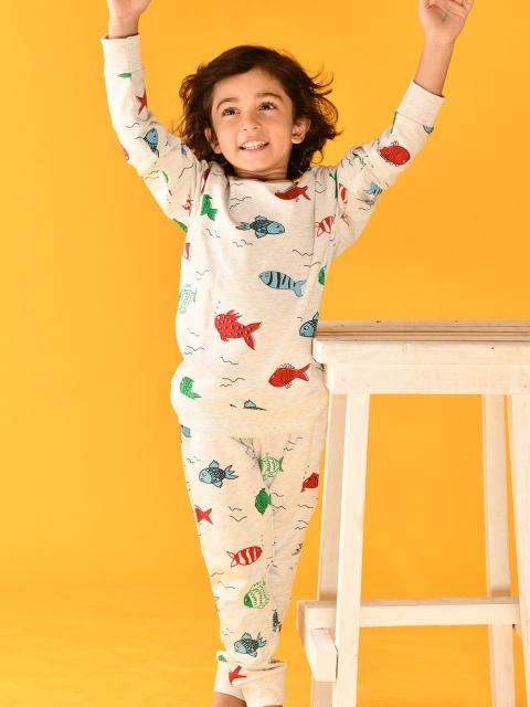 

Anthrilo Boys Off White Printed T-shirt with Trousers