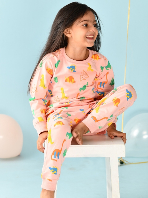

Anthrilo Girls Pink & Orange Printed T-shirt with Trousers