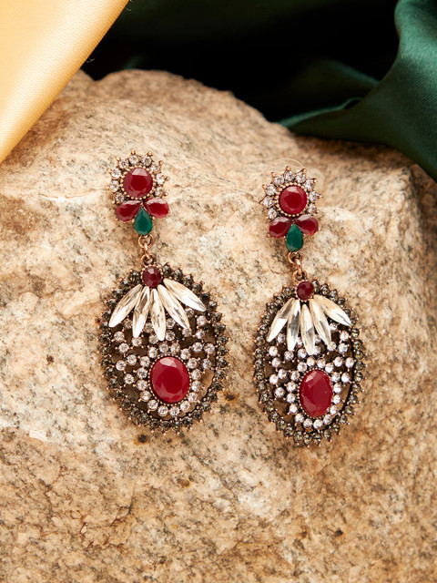 

SOHI Red Contemporary Drop Earrings