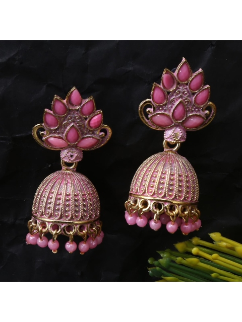 

Jewelz Women Pink Dome Shaped Jhumkas Earrings