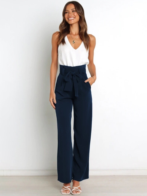 

BoStreet Women Navy Blue Mom Fit Trousers