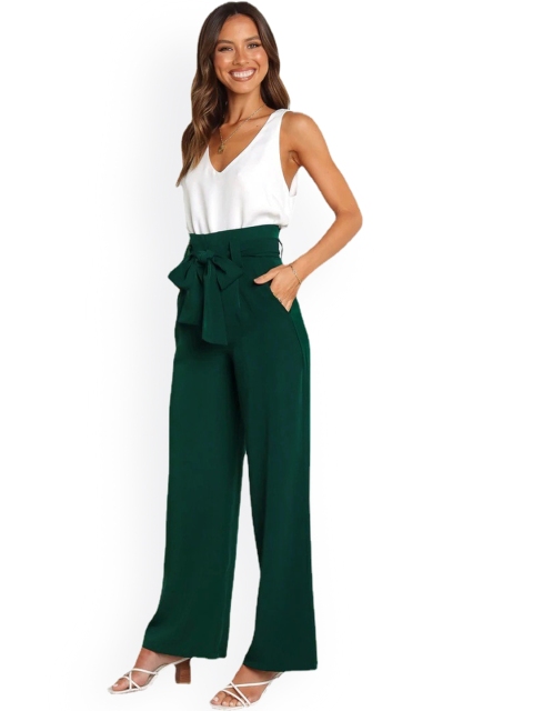 

BoStreet Women Green Solid Mom Fit Trousers