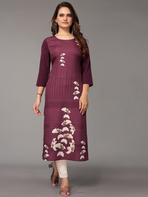 

Nimayaa Women Maroon Printed Crepe Kurta