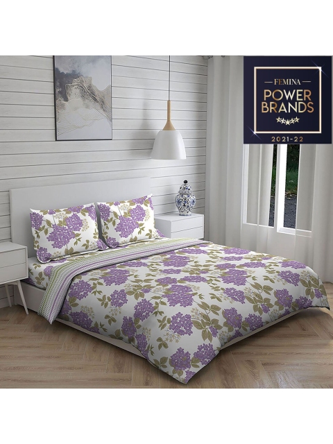 

Layers Violet & White Printed Cotton Double King 225 TC Bedding Set