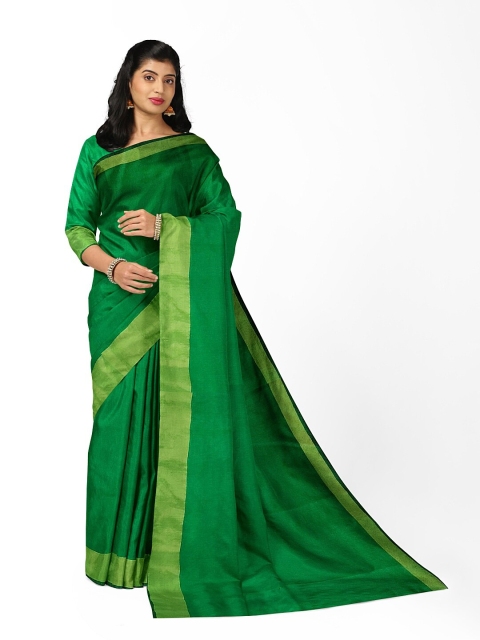 

KALINI Green & Gold-Toned Silk Cotton Ready to Wear Sungudi Saree