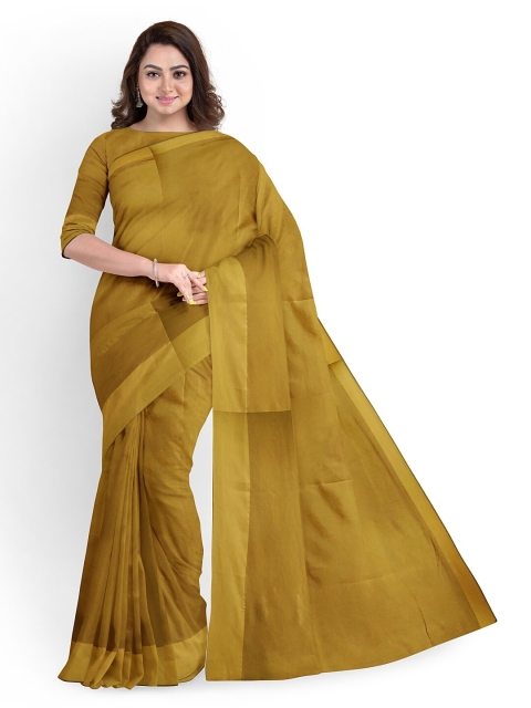 

SAADHVI Gold-Toned Silk Cotton Sungudi Saree