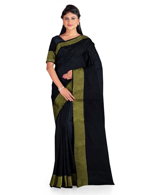 

SAADHVI Black & Gold-Toned Silk Cotton Ready to Wear Sungudi Saree