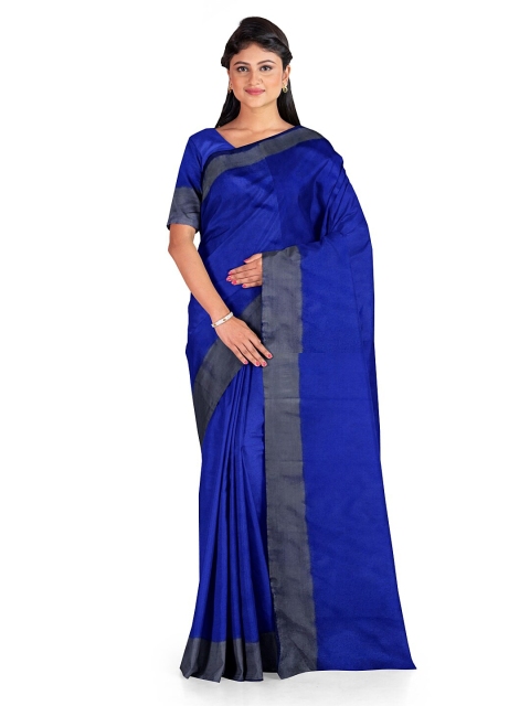 

SAADHVI Blue & Grey Silk Cotton Ready to Wear Sungudi Saree With Un-Stitched Blouse