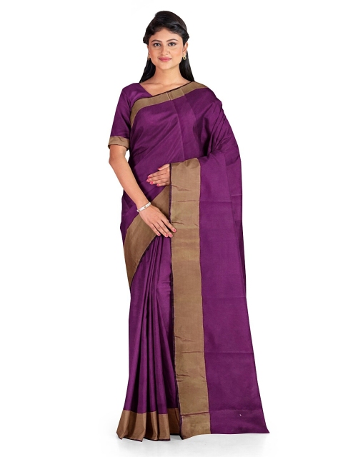 

SAADHVI Women Magenta & Brown Silk Cotton Ready to Wear Sungudi Saree
