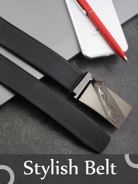 

Elite Crafts Men Silver-Toned& Black Solid Casual Belt