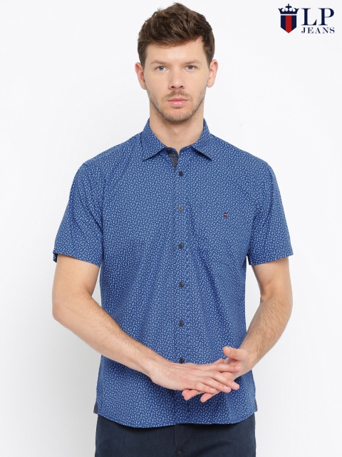 

Louis Philippe Jeans Men Blue & White Printed Jermyn Tailored Fit Casual Shirt