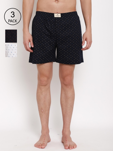 

cape canary Pack Of 3 Men Black & White Printed Cotton Boxers