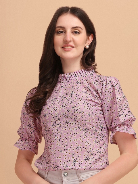 

Wedani Purple Floral Print Top