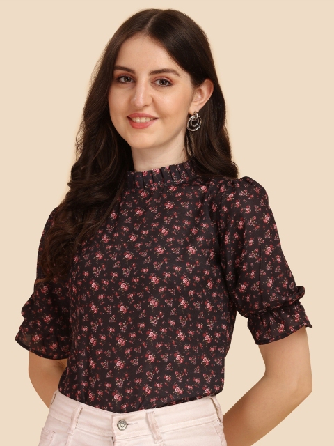 

Wedani Black Floral Print Top