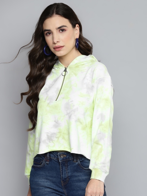 

VividArtsy Women Green Tie & Dye Hooded Sweatshirt